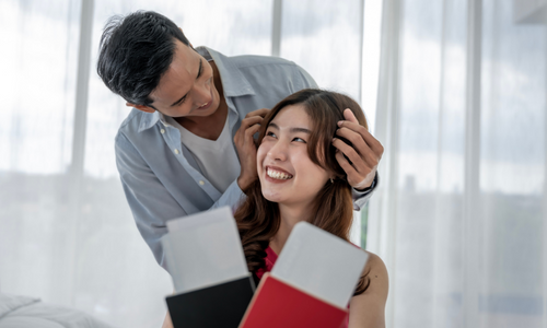 Japanese woman and american man